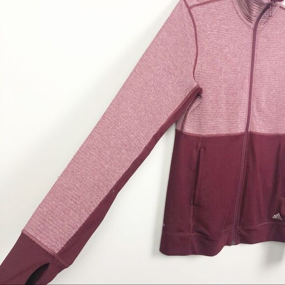 ADIDAS | Two Tone Burgundy Track Jacket Zip Front - Picture 2 of 8